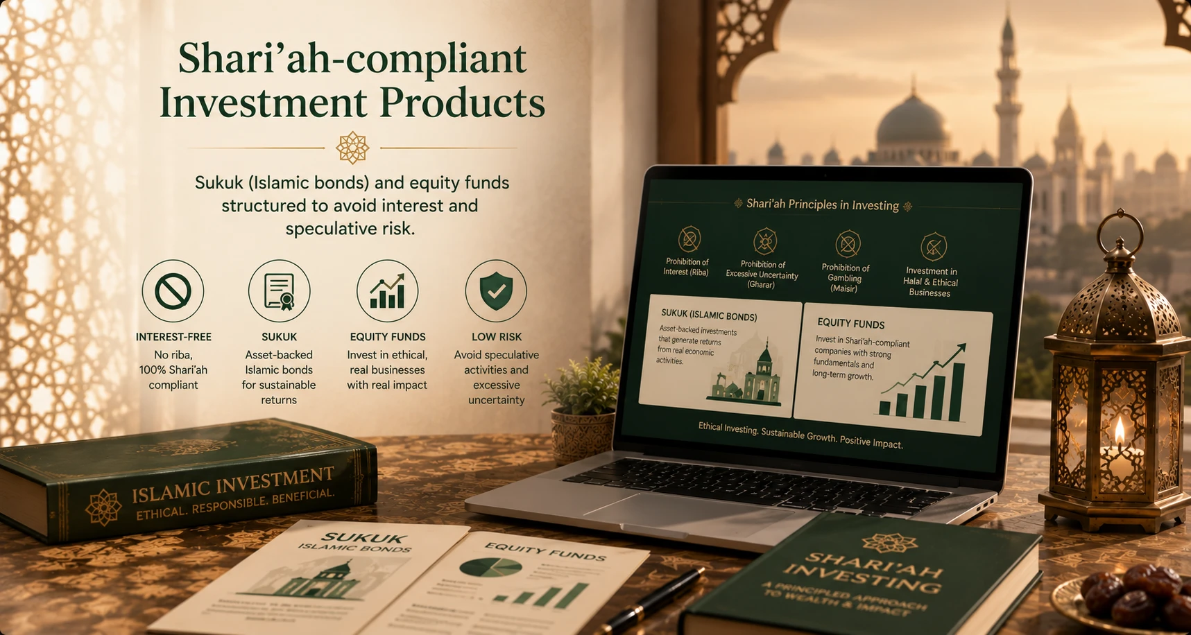 Shari'ah-compliant investment products — AI-generated illustration